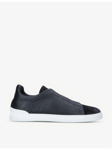 ZEGNA Tripe Stitch leather and suede trainers