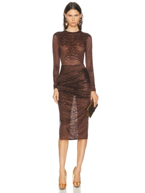 ALEX PERRY Long Sleeve Asymmetric Drape Dress