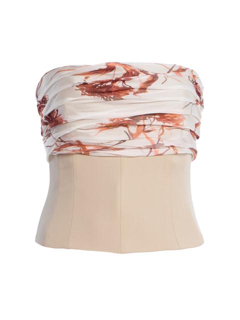 SEV Voile-Detailed Wool Corset Top print