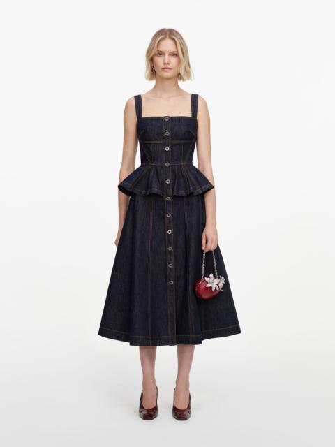 self-portrait Indigo Peplum Denim Midi Dress