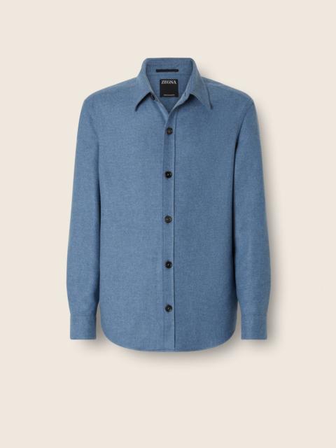 ZEGNA LIGHT BLUE MULTIMÉLANGE OASI CASHMERE OVERSHIRT