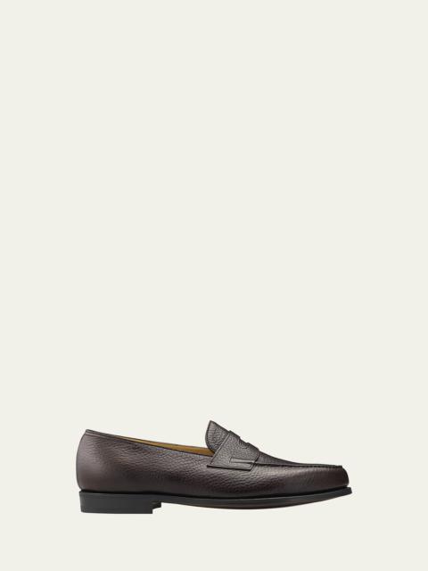 John Lobb Men's Lopez Moorland Textured Leather Penny Loafers