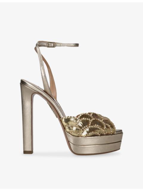 AQUAZZURA Ce Soir 130 Plateau Leather Sandals