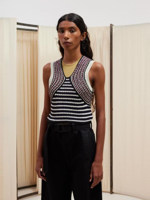Lemaire STRIPED SLEEVELESS SWEATER WITH BRAIDS