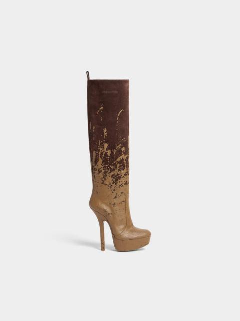 DSQUARED2 DEANDAY HEELED LEATHER LONG BOOTS