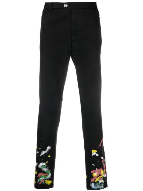 PHILIPP PLEIN paint-splatter effect chinos