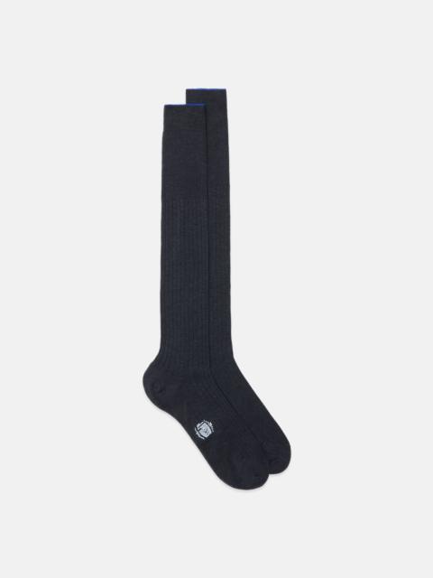 J. PRESS MADE-IN-ITALY CHARCOAL OVER-THE CALF COTTON SOCKS