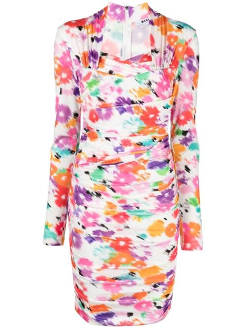 MSGM abstract floral-print midi dress