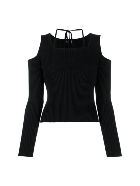 VERSACE JEANS COUTURE open-shoulder ribbed jumper