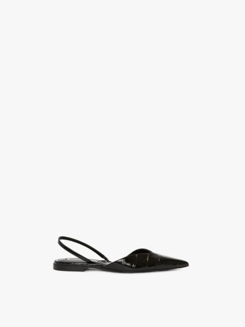 Victoria Beckham V Cut Sling Back In Black Croc-Effect Leather