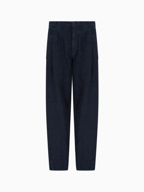GIORGIO ARMANI SINGLE-PLEAT LINEN TROUSERS
