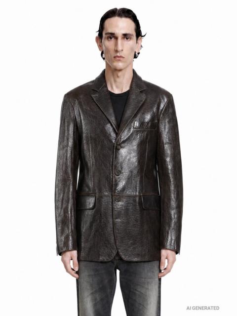 EMPORIO ARMANI Shiny Drummed Leather Blazer