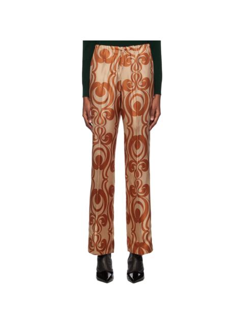 Brown Printed Trousers