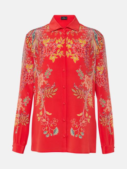 Floral silk crêpe de chine shirt