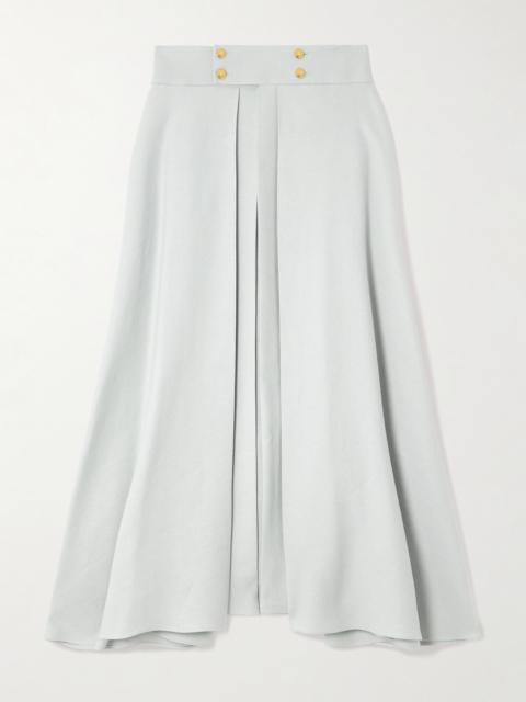 Loro Piana Petra Pleated Linen-twill Midi Skirt