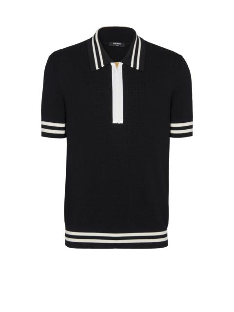 Balmain Monogrammed jacquard polo shirt