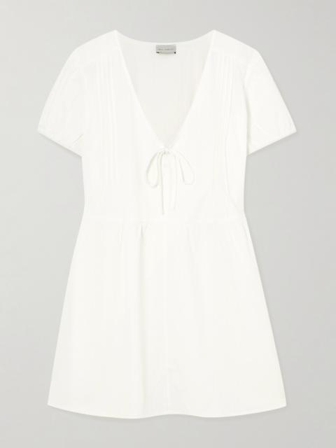 DEIJI STUDIOS Pintucked Tie-detailed Organic Cotton Mini Dress