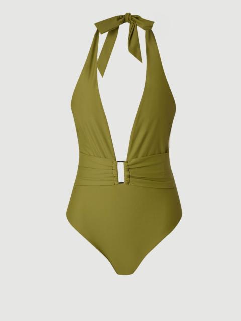 KAREN MILLEN Halter Neck Hardware Detail Plunge Swimsuit