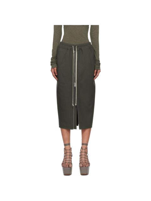 Rick Owens Khaki Concordians Zipped Short Pillar Midi Skirt