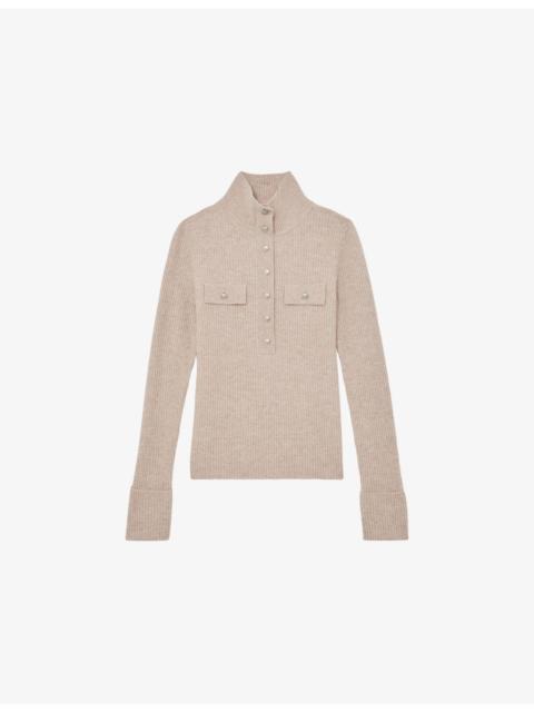 REISS Elly Button-Neck Wool Jumper