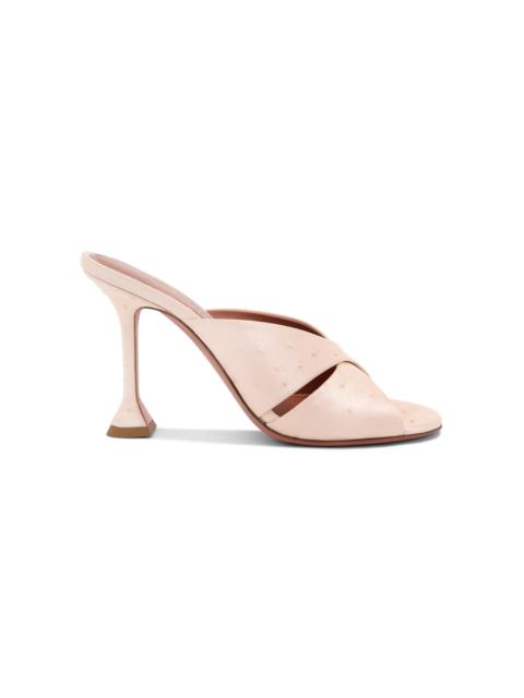 Amina Muaddi Salma Ostrich-Effect Satin Sandals pink