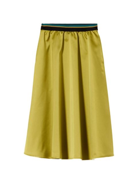 Plan C citron duchesse striped-waistband flared midi skirt