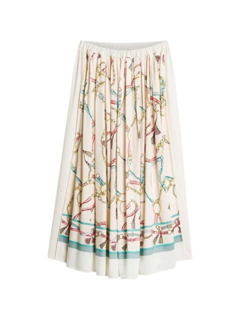 forte_forte chain-print pleated midi skirt