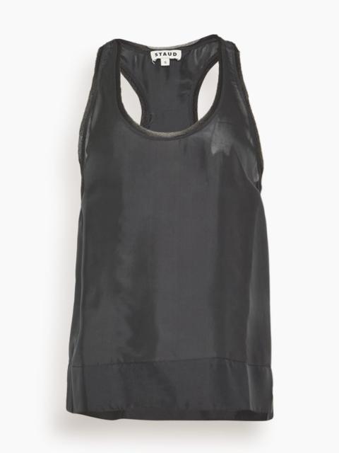 STAUD Lynelle Silk Tank in Black