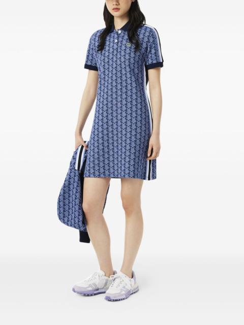 LACOSTE polo-neck patterned mini dress