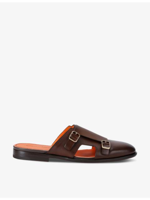 Santoni Monk double-buckle leather mules