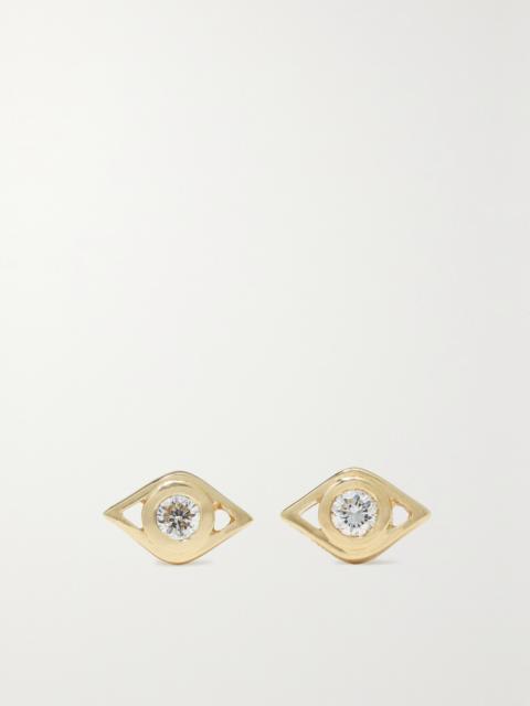 SYDNEY EVAN Small Evil Eye 14-karat Gold Diamond Earrings