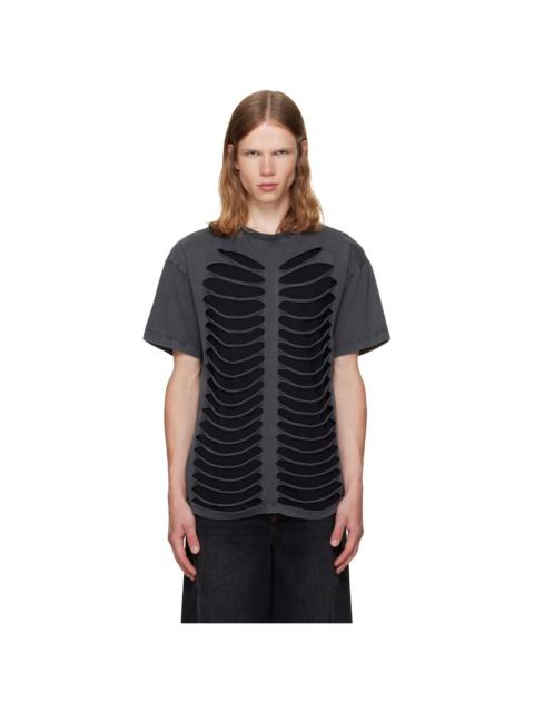 AVAVAV Gray & Black Tier Cut-Out Double Layer T-shirt