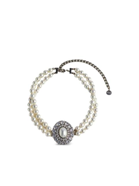 self-portrait pearl crystal-embellished choker