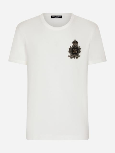 Dolce & Gabbana Cotton T-shirt with heraldic DG logo patch