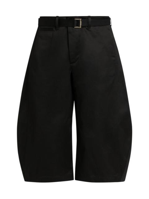 sacai Men's Cotton Chino Barrel-Leg Shorts - Black