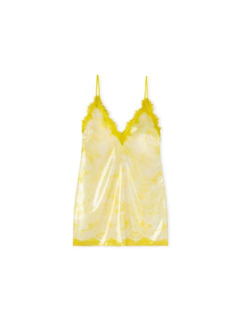 MSGM Sequined mini dress with "trompe l'oeil lace" print