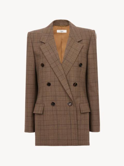 Chloé DOUBLE-BREASTED TAILORED JACKET IN CHECK WOOL