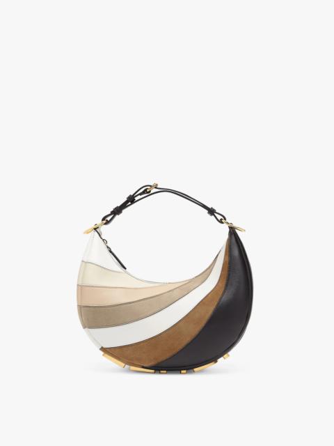 FENDI Small Hobo bag produced by inlaying leather, laminated leather and suede by hand to a rainbow diagon