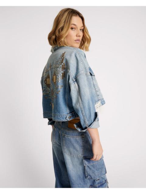 ONE TEASPOON Studded Cropped Denim Jacket - Faded Blue