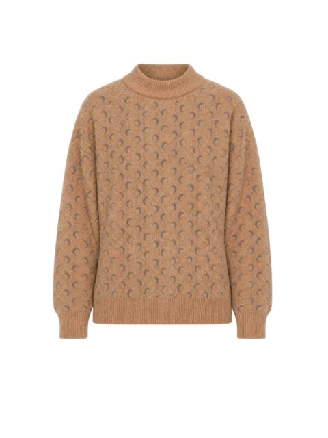 Marine Serre FLUFFY MOON JACQUARD KNIT CREWNECK SWEATER