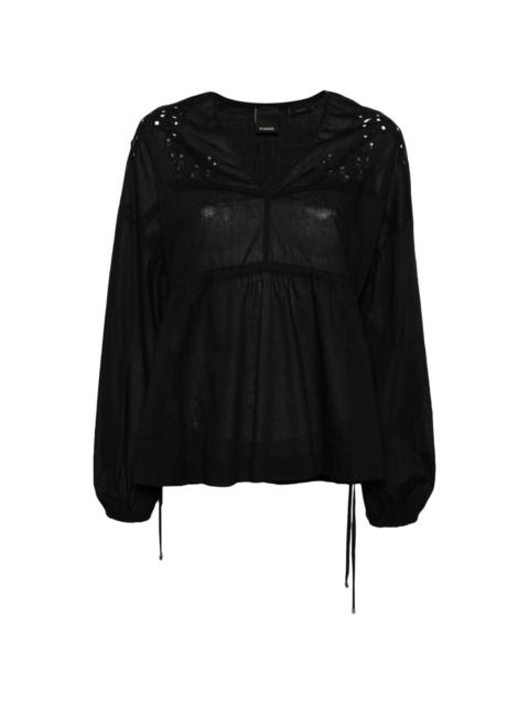 broderie-anglaise V-neck blouse