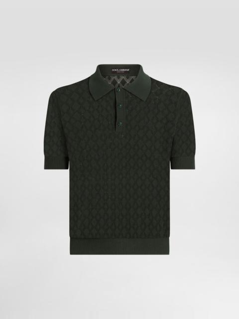Dolce & Gabbana Short-sleeved cotton openwork polo-shirt