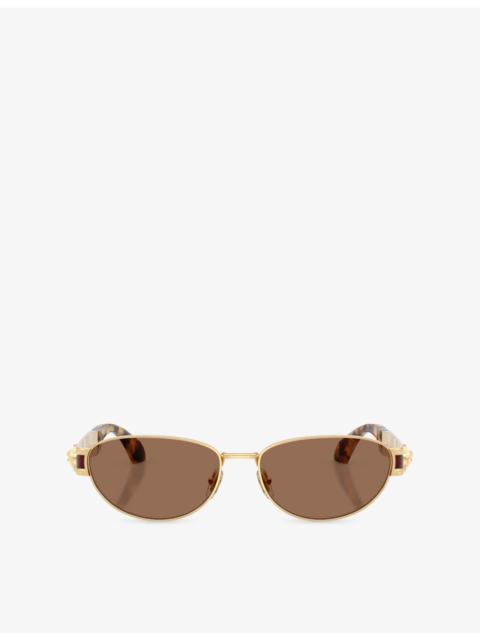 VERSACE VE2304 Oval-Frame Metal Sunglasses