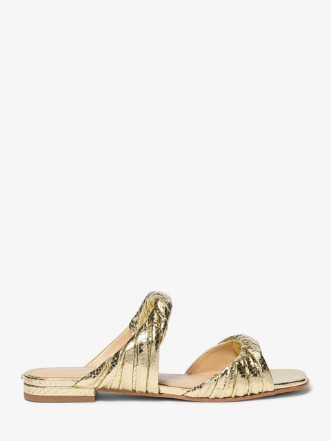 MICHAEL KORS Kiana Metallic Snake Embossed Leather Sandal