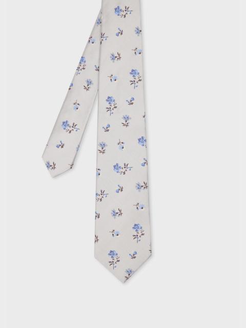 Paul Smith Ecru Floral Silk Tie