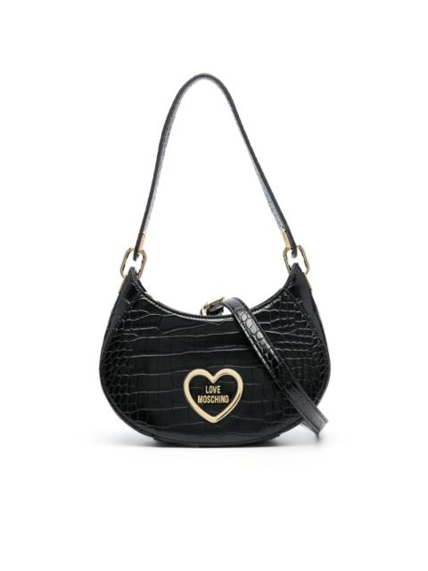 Moschino logo-lettering crocodile-effect shoulder bag