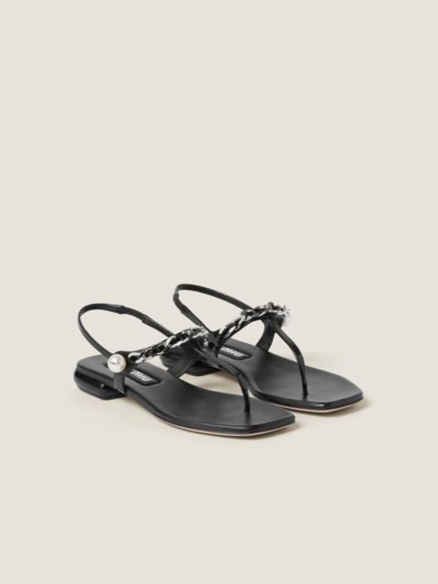 Patent leather thong sandals