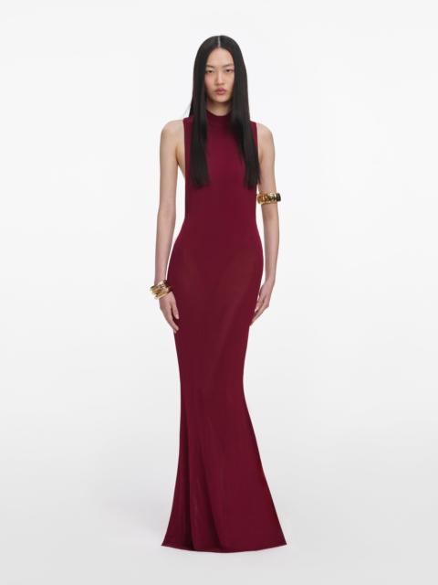 self-portrait Burgundy Racer Back Viscose Knit Maxi Dress
