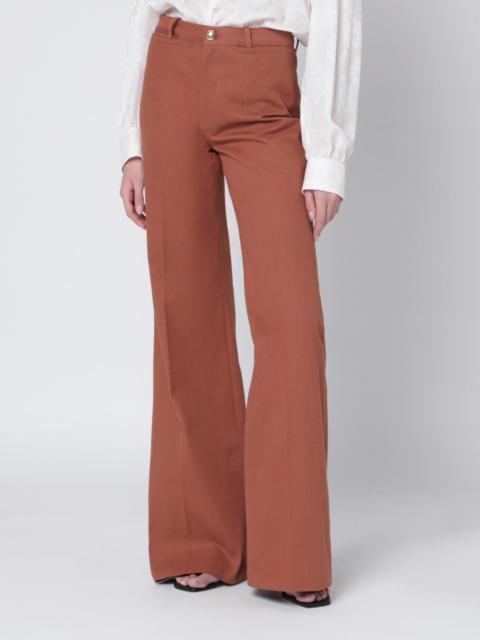 Chloé Flared cotton trousers in nougat colour