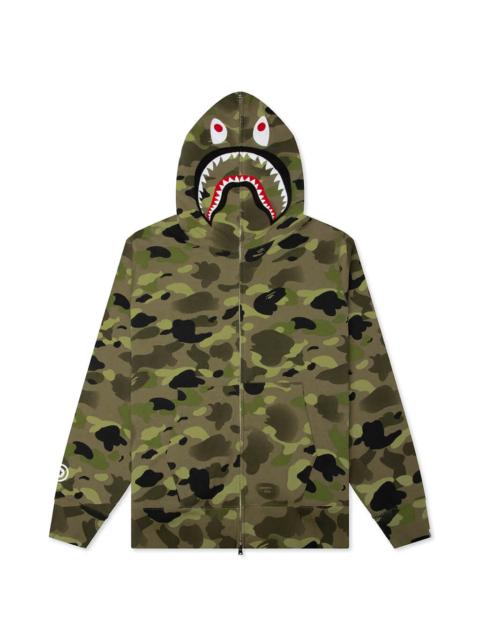A BATHING APE® GRADUATION CAMO SHARK FULL ZIP HOODIE - OLIVE DRAB